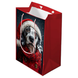 Sac Cadeau Moyen Dalmatie festive à Père Noël Attire