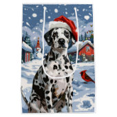 Sac Cadeau Moyen Dalmatie Winter Wonderland Noël Joie (Dos)