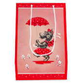 Sac Cadeau Moyen Dame de chien écossaise portant un parapluie (Dos)