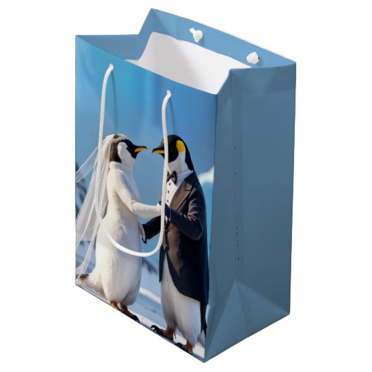 Sac Cadeau Moyen Dancing Bride and Groom Penguins (Devant Angle)