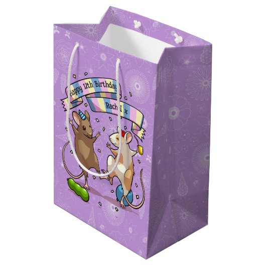 Sac Cadeau Moyen Dancing Mice Ajouter Le Nom Joyeux Anniversaire Fê (Dos Angle)