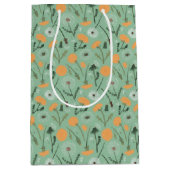 Sac Cadeau Moyen Dandelion Fleurs Orange Floral Modèle (Devant)