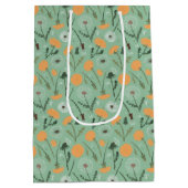 Sac Cadeau Moyen Dandelion Fleurs Orange Floral Modèle (Dos)