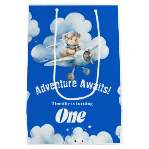 Sac Cadeau Moyen Dans le bleu sauvage : L'anniversaire de Teddy