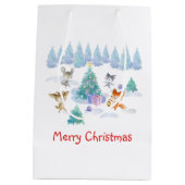 Sac Cadeau Moyen Danse Animaux de forêt Noël Aquarelle (Dos)