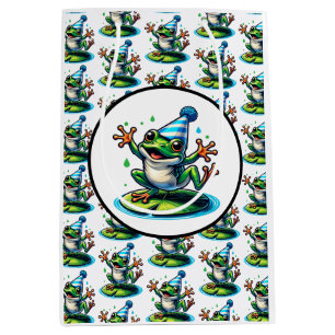 Sac Cadeau Moyen Danseuse grenouille sur un Lily Pad Anniversaire
