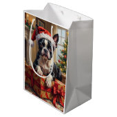 Sac Cadeau Moyen Dapper Boston Terrier Dog Christmas Gift (Dos Angle)