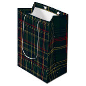 Sac Cadeau Moyen Dark Green and Red Christmas Plaid Gift Bag  (Devant Angle)