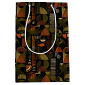 Sac Cadeau Moyen Dark Mid Century Geometric Pattern (1) (Devant)