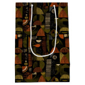 Sac Cadeau Moyen Dark Mid Century Geometric Pattern (1) (Dos)