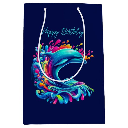 Sac Cadeau Moyen Dauphin coloré (Devant)