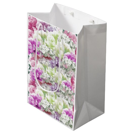 Sac cadeau moyen de fleurs de bouquet mixtes multi (Devant Angle)