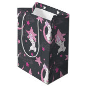 Sac Cadeau Moyen De mignons lapins et des étoiles roses (Dos Angle)