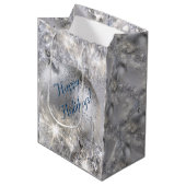 Sac cadeau moyen de Noël en argent (Devant Angle)