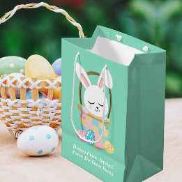 Sac Cadeau Moyen De Pâques Bunny Cute Pastel Green Kids Cadeau