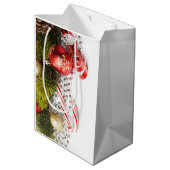 Sac Cadeau Moyen Décorations De Noël Vert Et Rouge Argent (Dos Angle)