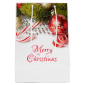 Sac Cadeau Moyen Décorations De Noël Vert Et Rouge Argent (Dos)