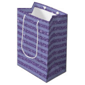 Sac Cadeau Moyen Deep Amethyst Glitter Style Horizontal Stripes  (Devant Angle)