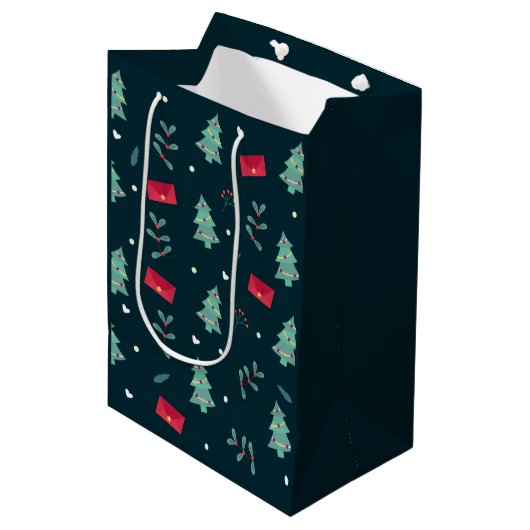 Sac Cadeau Moyen Deep Green Christmas Trees Perfect (Devant Angle)