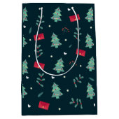 Sac Cadeau Moyen Deep Green Christmas Trees Perfect (Devant)