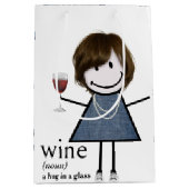 Sac Cadeau Moyen Définition Du Vin Avec Bâton Figure Girl (Devant)
