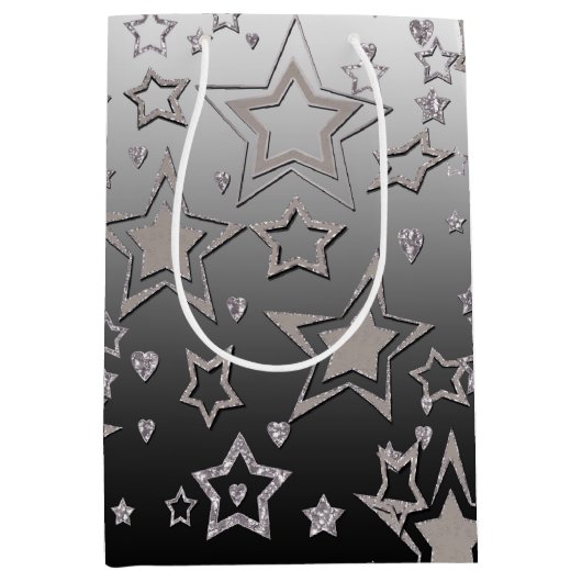 Sac Cadeau Moyen Dégradé de Noël parties scintillant brillant confe (Devant)