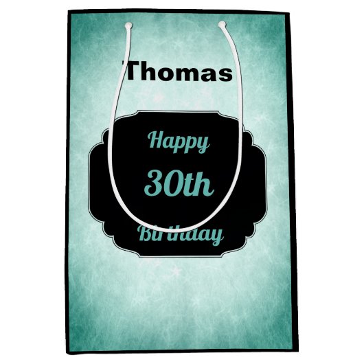 Sac Cadeau Moyen Denim Blue et noir 30e anniversaire (Devant)