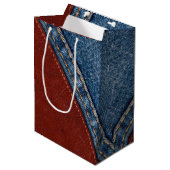 Sac Cadeau Moyen Denim et cuir de monogramme (Devant Angle)