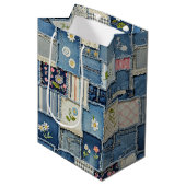 Sac Cadeau Moyen Denim Patchwork (Devant Angle)