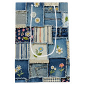 Sac Cadeau Moyen Denim Patchwork (Dos)