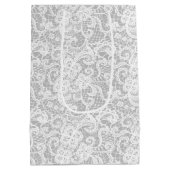 Sac Cadeau Moyen Dentelle blanche sur argent (Dos)