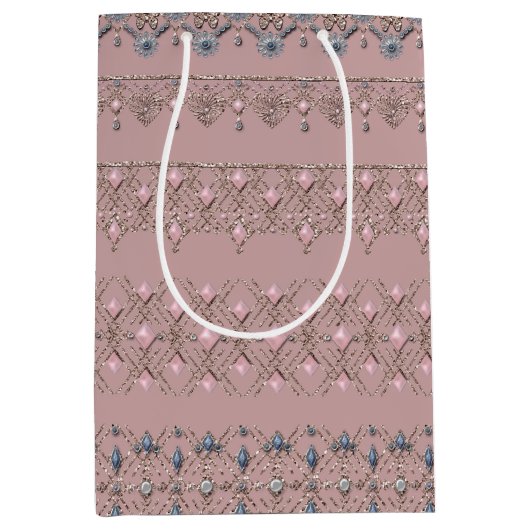 Sac Cadeau Moyen Dentelle d'or (Devant)