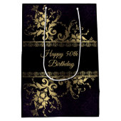 Sac Cadeau Moyen Dentelle Et Fleurs D'Or (Dos)