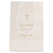 Sac Cadeau Moyen Dentelle florale délicieuse de rose pâle (Dos)