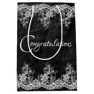 Sac Cadeau Moyen Dentelle Mariage Blanche En Cuir