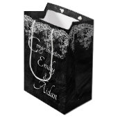 Sac Cadeau Moyen Dentelle Mariage Blanche En Cuir (Devant Angle)
