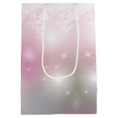 Sac Cadeau Moyen Dentelle mariage Sur Pink Bokeh (Dos)