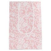Sac Cadeau Moyen Dentelle mariage sur rose pâle (Dos)