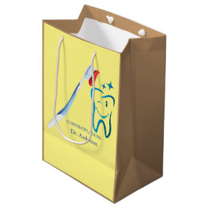 Sac Cadeau Moyen Dentiste Monogram mignonne brosse à dents joyeux d