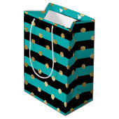 Sac Cadeau Moyen Des rayures turquoise avec fête d'anniversaire Poi (Dos Angle)