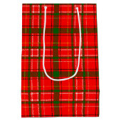Sac Cadeau Moyen Design de Motif de Noël Tartan rouge (Dos)