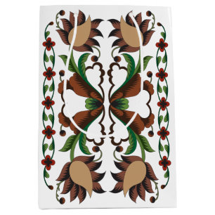 Sac Cadeau Moyen Design floral d'art populaire vintage estonien