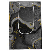 Sac Cadeau Moyen Design gris et or marbré (Dos)