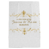 Sac Cadeau Moyen Design Mariage de dentelle florale blanc et clair (Dos)