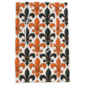 Sac Cadeau Moyen Design Motif Orange noir baroque Fleur-de-lis (Devant)