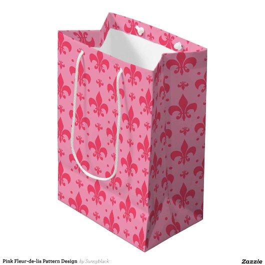 Sac Cadeau Moyen Design Motif rose Fleur de lis