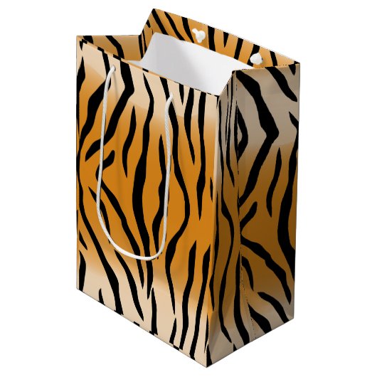 Sac Cadeau Moyen Design Motif Tiger Stripes (Devant Angle)