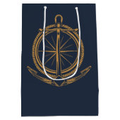 Sac Cadeau Moyen Design nautique avec boussole et ancre en or (Dos)