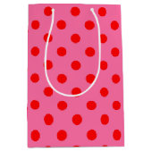 Sac Cadeau Moyen Design Pois rouge sur rose (Devant)