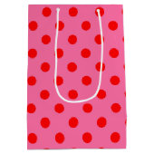 Sac Cadeau Moyen Design Pois rouge sur rose (Dos)